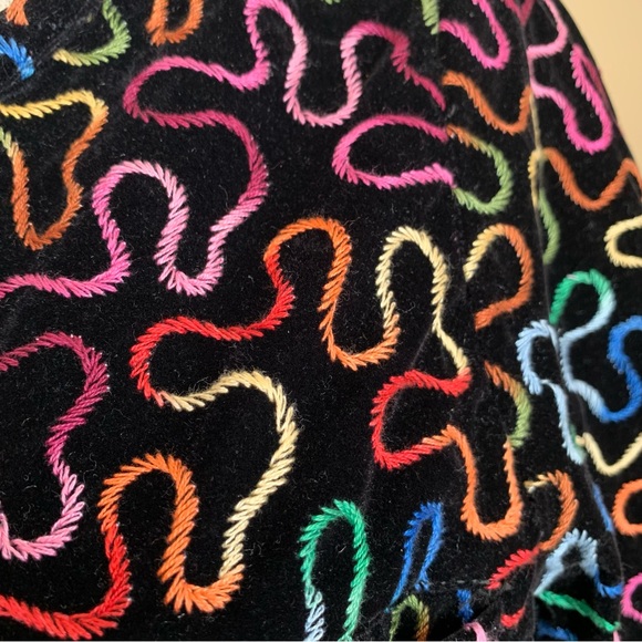Vintage 80s Gene Ewing BIS Embroidered Rainbow Squiggle Jacket Gold Buttons - Picture 4 of 11